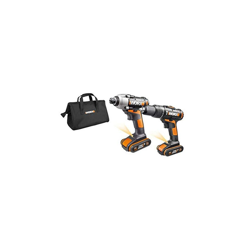 Worx WX938 Cordless Impact Driver & Hammer Drill 18V/20V Max Black/Orange