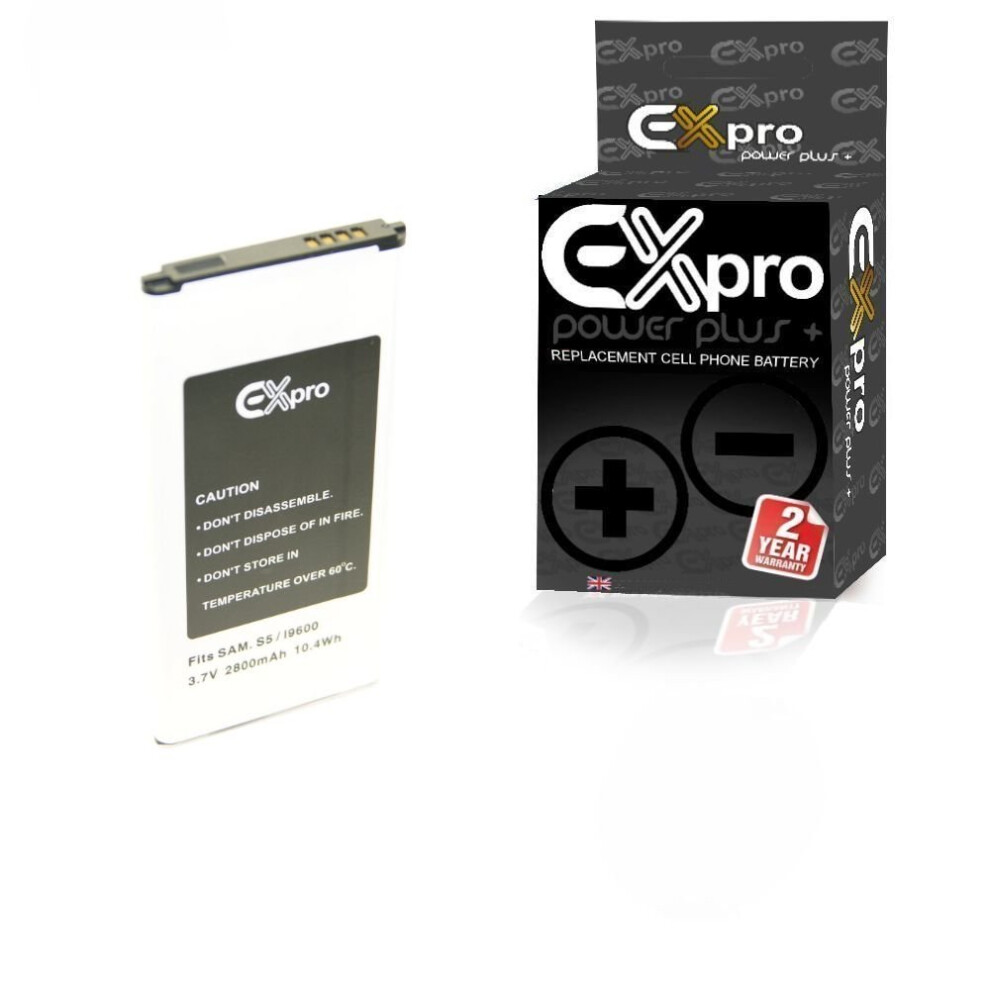 High Capacity 2800 Mah Samsung Galaxy S5 Sm-G900 Eb-Bg900bbegww Expro Battery 5055329091715