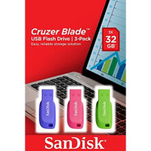 SanDisk Cruzer Blade 32GB USB Flash Drive - 3-Pack (Red, Blue & Green) SDCZ50C-032G-B46T