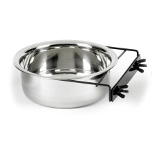 (20cm, Steel) Bird Feeding Water Food Bowl Large 1.9L Secure Clamp-on Fixing