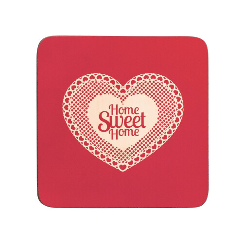 Set of 4 Cork Backed Coasters Home Sweet Home Tableware Coffee Cup Mug Mats