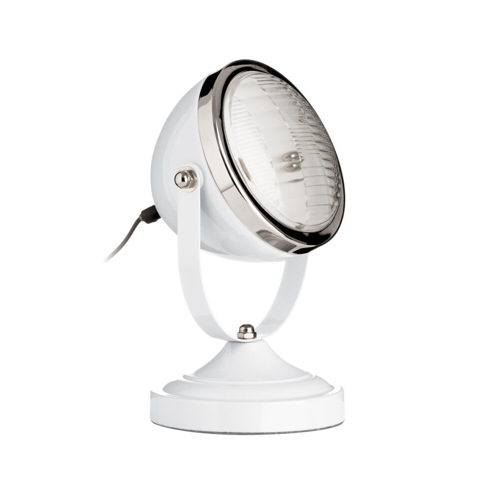 Premier Housewares Spot Table Lamp White Chrome Living Room Bedroom Decor Modern Stylish Lighting