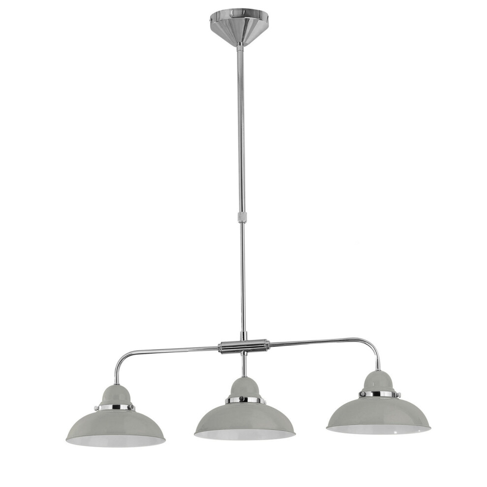 Premier Housewares 3 Shades Lights Chrome Home Office Dining Chandelier Ceiling Pendant Grey/Light