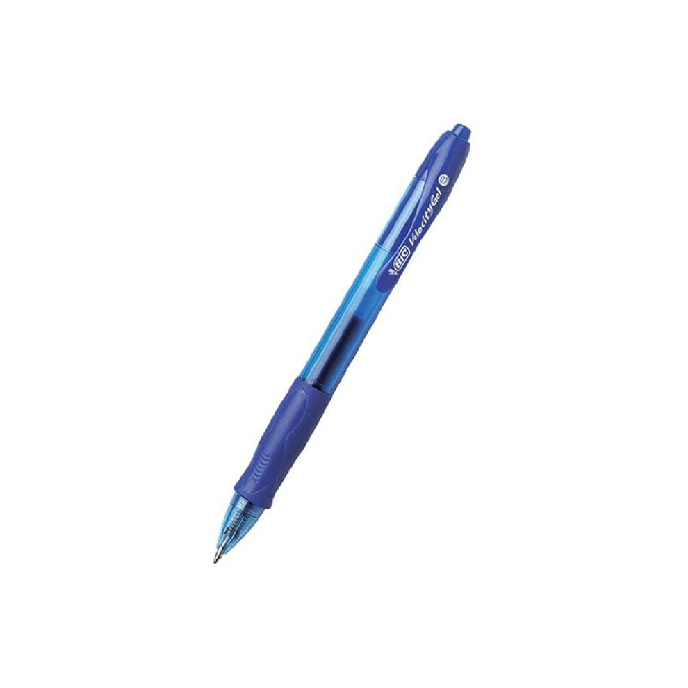 Bic RLC11BE Velocity Roller Ball Retractable Gel Pen, Blue Ink, Medium, Dozen