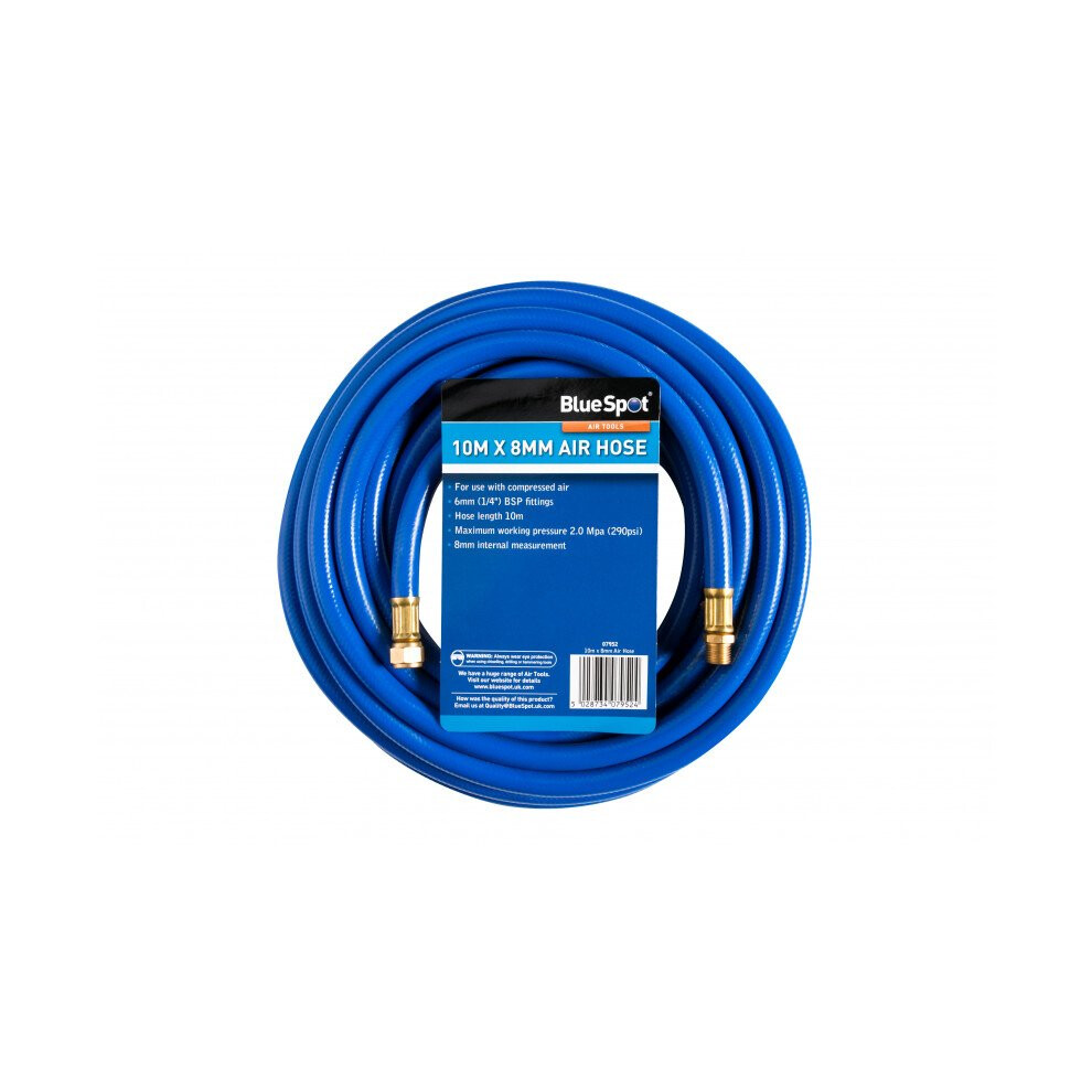 BlueSpot 10m x 8mm Air Hose 1/4"BSP Air Line Hose 07952