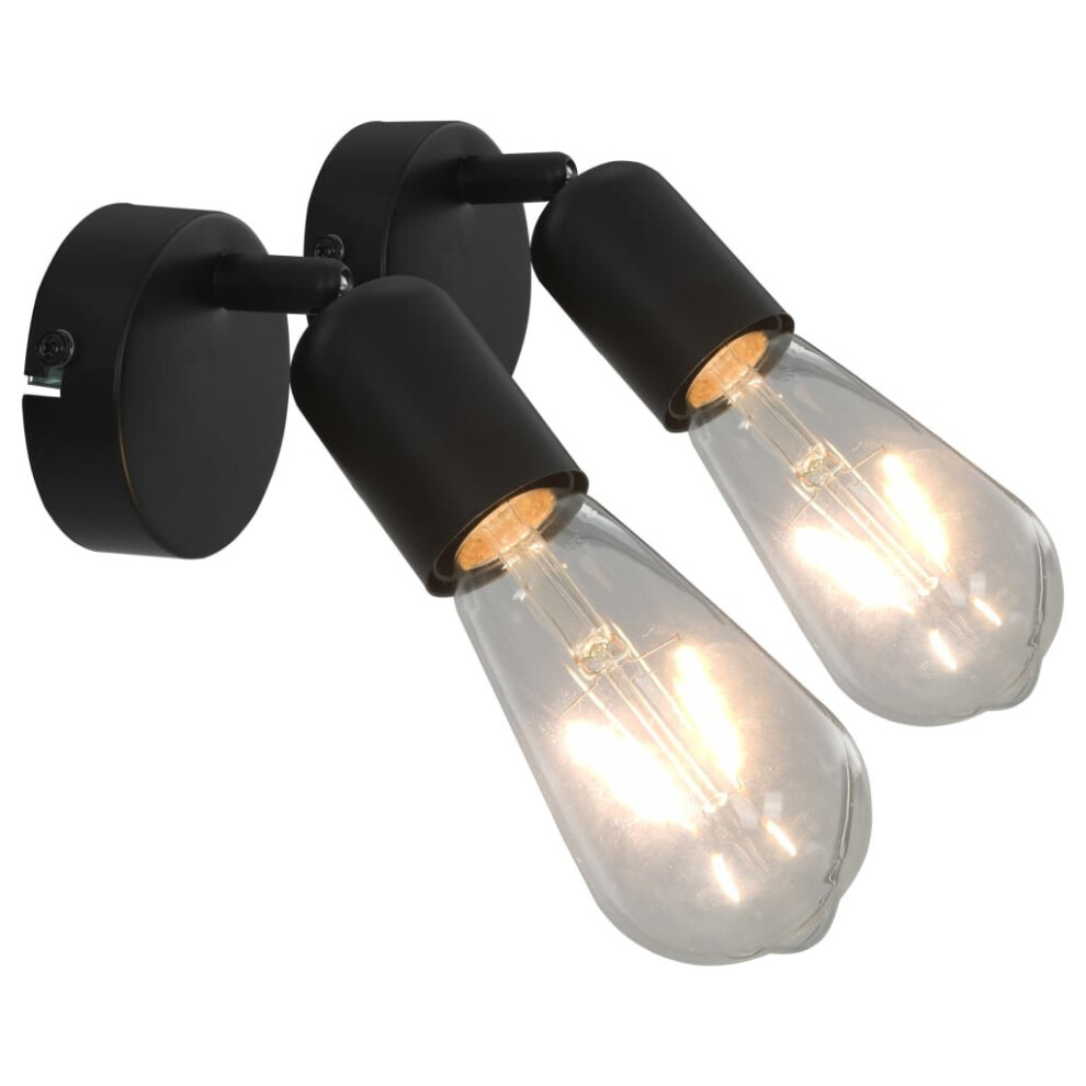 vidaXL 2x Spot Lights with Filament Bulbs 2W Black E27 Wall Lamp Spotlight