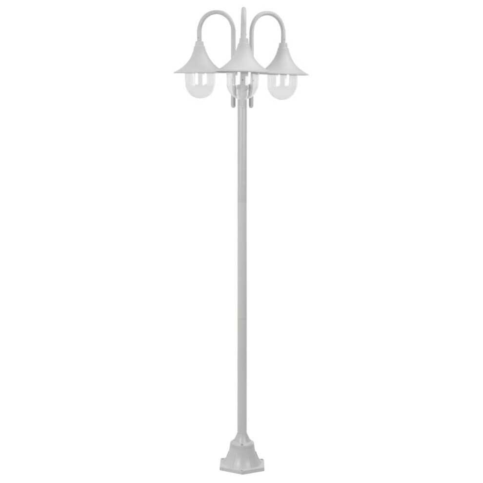 vidaXL Garden Post Light E27 220cm Aluminium 3-Lantern White Outdoor Lamp