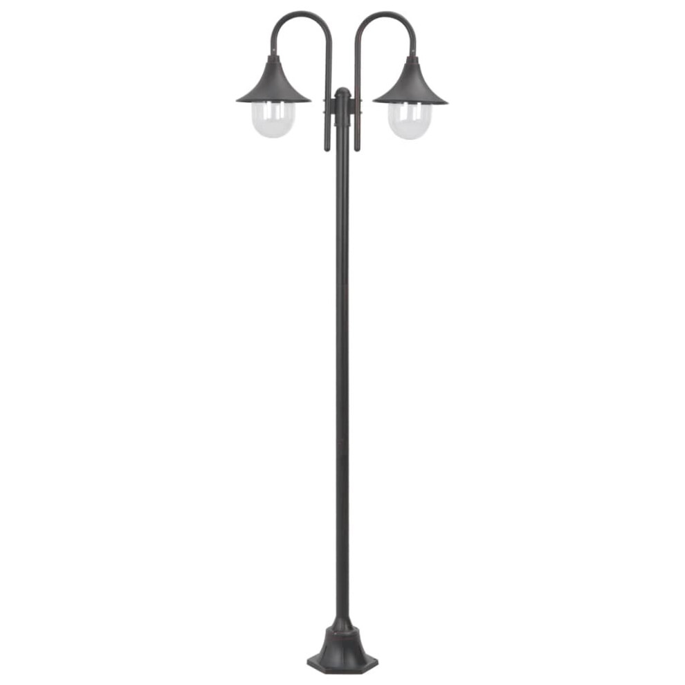 Vidaxl Garden Post E27 220Cm Aluminium 2-Lantern Outdoor Lamp Light/Bronze