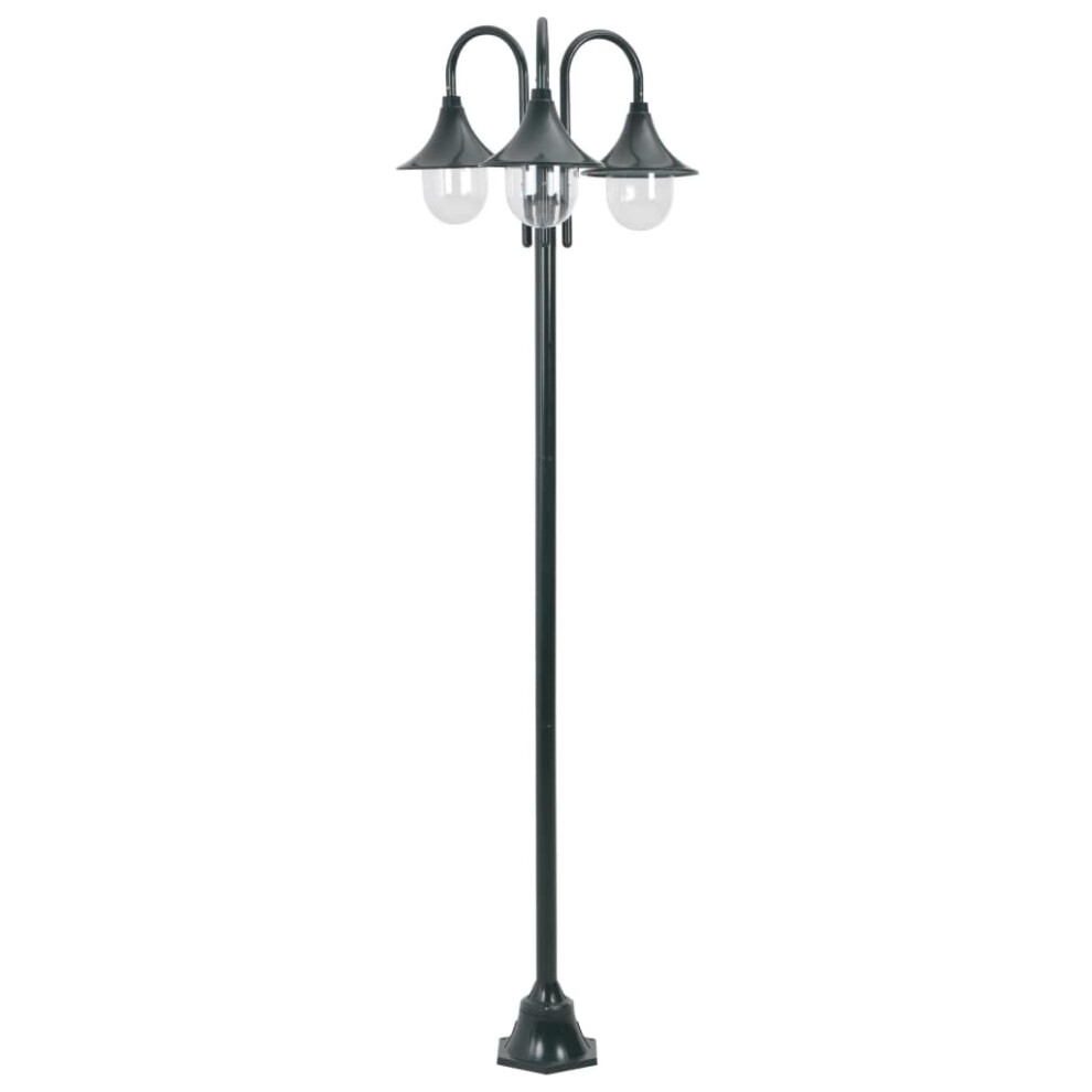 Vidaxl Garden Post E27 220Cm Aluminium 3-Lantern Outdoor Lamp Light/Dark/Green