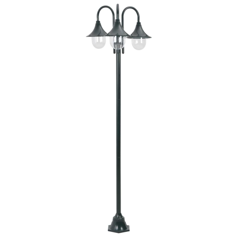 vidaXL Garden Post Light E27 220cm Aluminium 3-Lantern Dark Green Outdoor Lamp