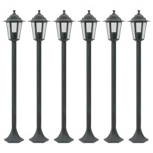 vidaXL 6x Garden Post Lights E27 110 cm Aluminium Dark Green IP44 Lanterns (6 Pack) 44214