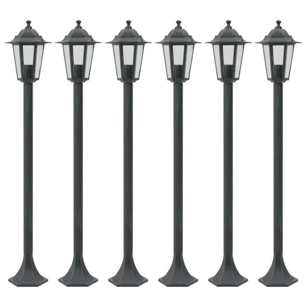 vidaXL 6x Garden Post Lights E27 110cm Aluminium Dark Green Patio Lamp Lantern