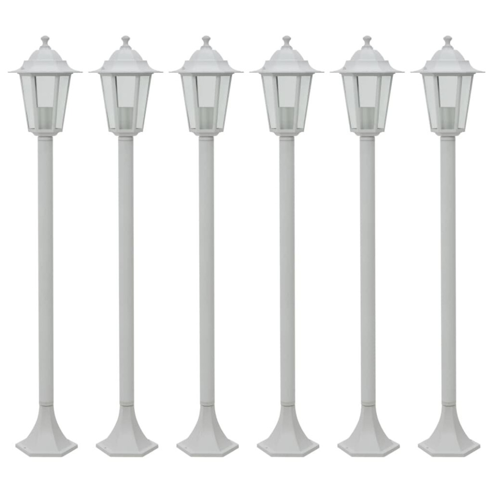 vidaXL 6x Garden Post Lights E27 110cm Aluminium White Patio Lamp Lantern