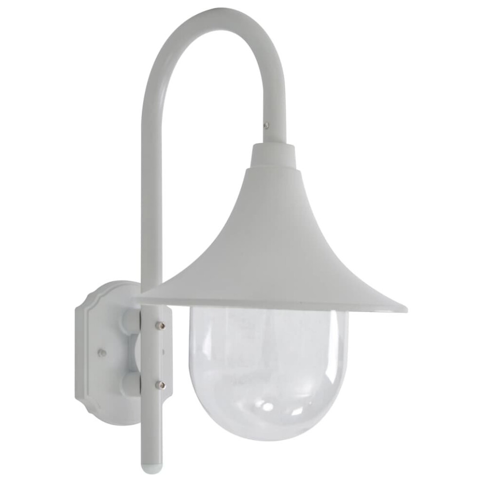 vidaXL Garden Wall Lamp E27 42cm Aluminium White Outdoor Lighting Fixture