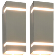 vidaXL Außenwandleuchten 2 Stk. 35 W Silbern Rechteckig