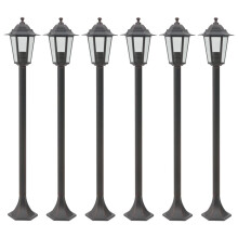 vidaXL 6x Garden Post Lights E27 110cm Aluminium Bronze Outdoor Lamp Lantern