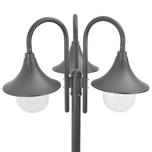 VidaXL vidaXL Garten-Pollerleuchte E27 220 cm Aluminium 3-Laterne Bronze 2