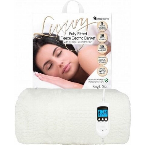 (Fleece, Single) Homefront Heated Electric Blanket Machine Washable 1