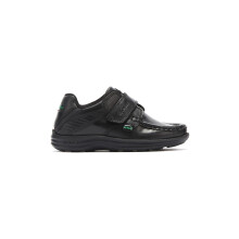 (UK 8 Infant) Kickers Reasan Strap Toddlers Black Leather Shoes