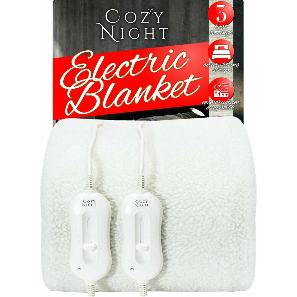 (Fleece, Double) CozyNight Heated Electric Blanket Machine Washable