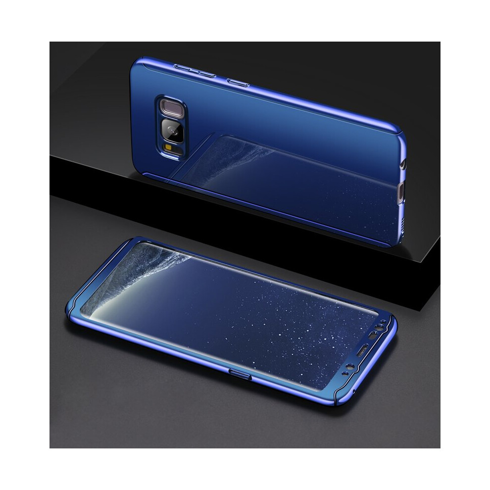 (Samsung Galaxy Note 8, Blue) Luxury Mirror Fashion Shockproof Full Hybrid 360 Case Plating Phone Cover + Free Film Screen Protector For Samsung Galaxy S9 Plus S8 Note 9 8 S7 edge