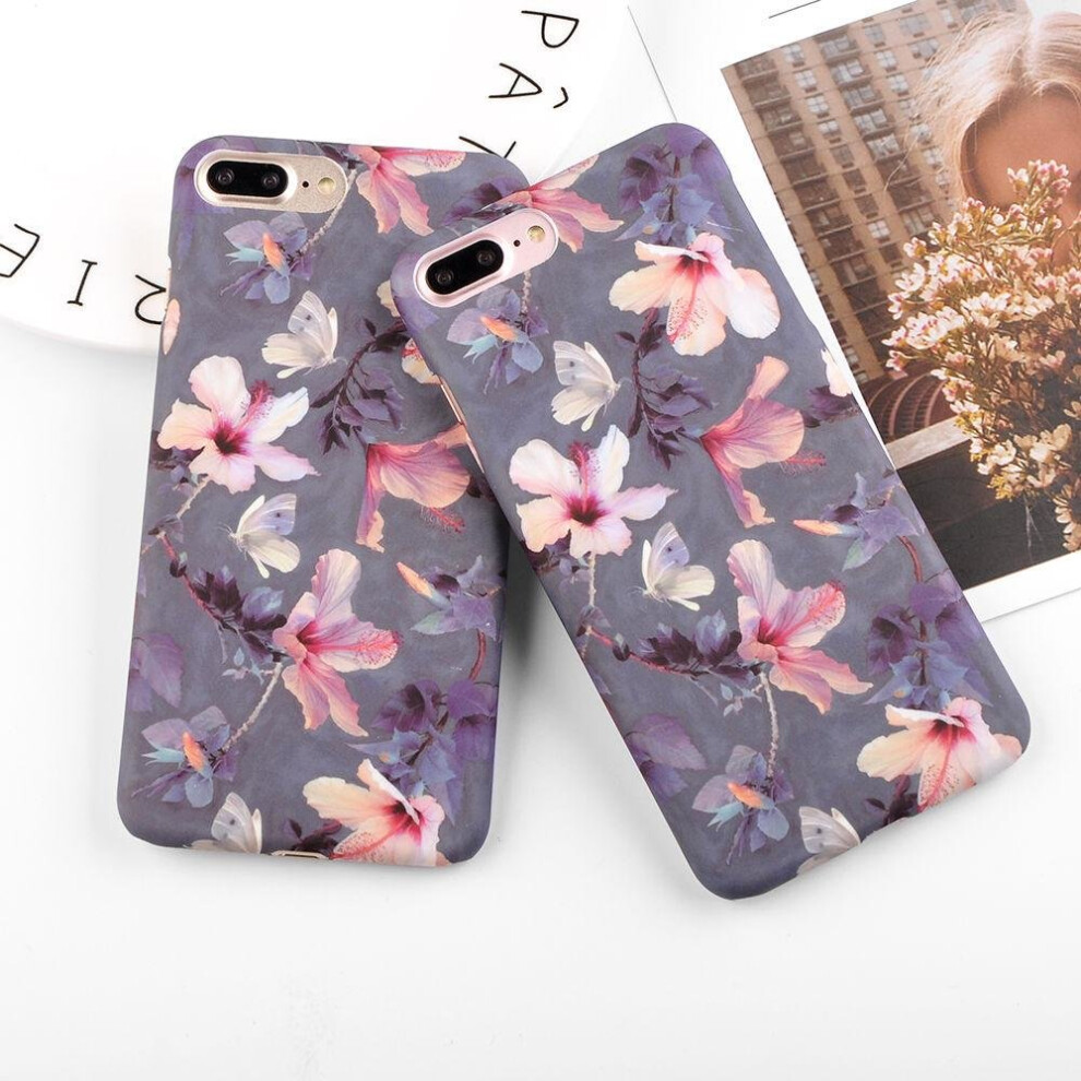 (Apple iPhone Se) Retro Flower Pattern Ultra Thin Slim Phone Case Fashion Blossom  Phone Cover + Screen Protector For Apple iPhone X XR XS MAX 8 Plus 7 6s 5s Se