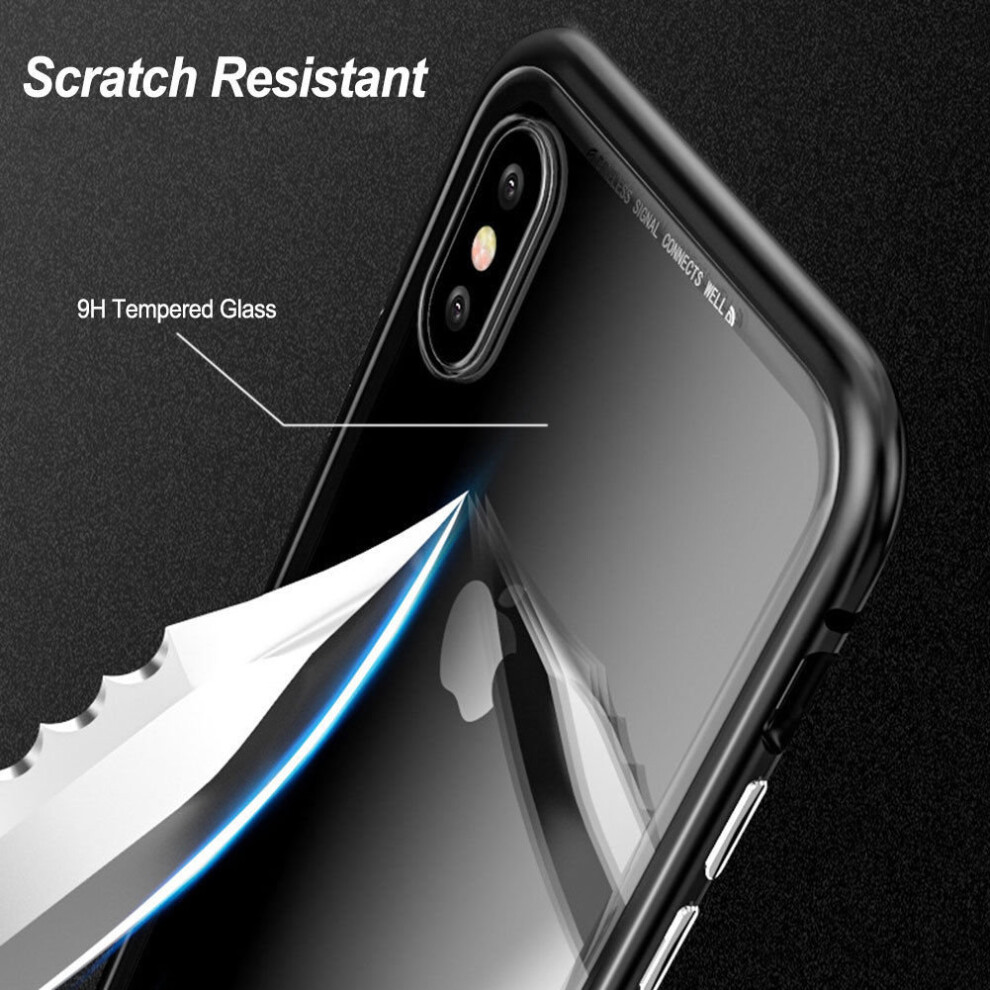 apple-iphone-8-plus--transparent-black--magnetic-adsorption-case-metal-tempered-glass-back-magnet-absorption-protective-cover-transparent-bumper-clear---for-apple-iphone-x-xs-8-plus-7-6-6s