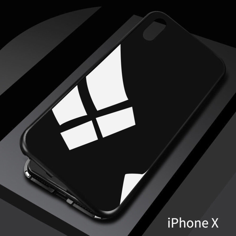 (Apple iPhone 8 Plus, Black) Magnetic Adsorption Case Metal Tempered Glass Back Magnet Absorption Protective Cover Transparent Bumper Clear + For Apple iPhone X XS 8 Plus 7 6 6s