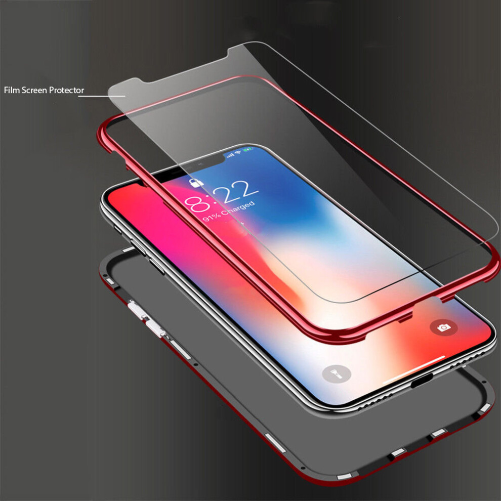 apple-iphone-8-plus--black--magnetic-adsorption-case-metal-tempered-glass-back-magnet-absorption-protective-cover-transparent-bumper-clear---for-apple-iphone-x-xs-8-plus-7-6-6s