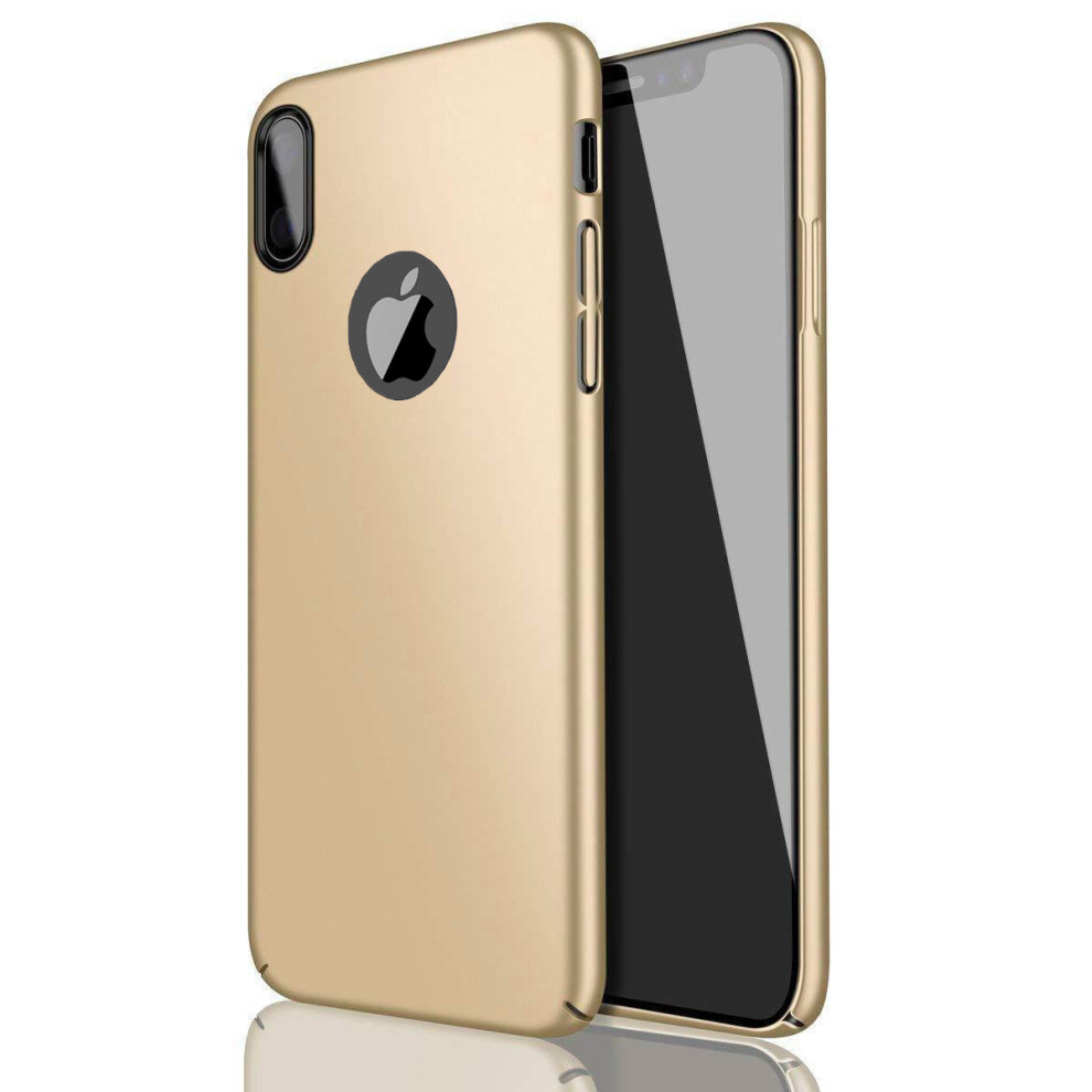 (Apple iPhone 8, Gold) New Ultra Thin Slim Shockproof Hard Back PC Matte Phone Case Cover Shell + Screen Protector For Apple iPhone 11 Pro Max X XR XS MAX 8 Plus 7 6 6s Se 5