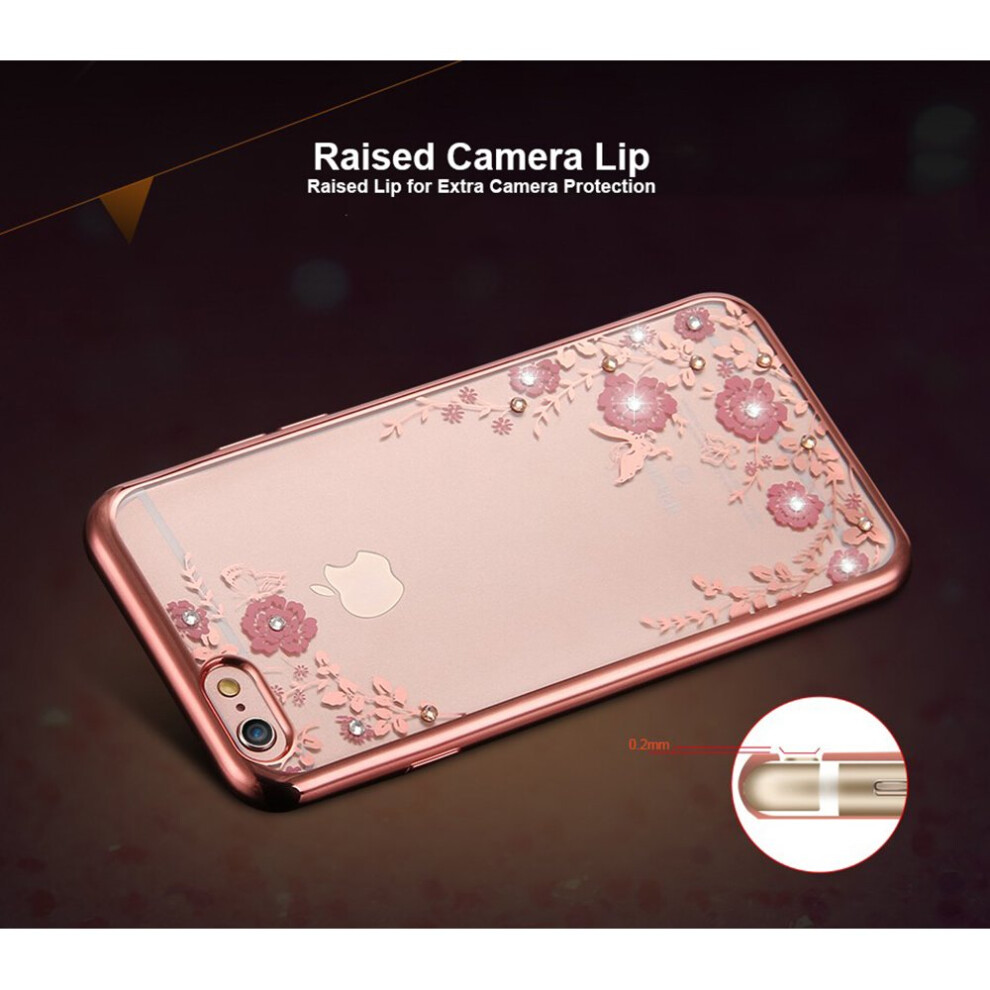 apple-iphone-6s--rose-gold--flower-bling-crystal-diamonds-plating-soft-tpu-cover-case-glitter-silicon-shockproof---screen-protector-for-apple-iphone-x-xr-xs-max-8-plus-7-6-6s