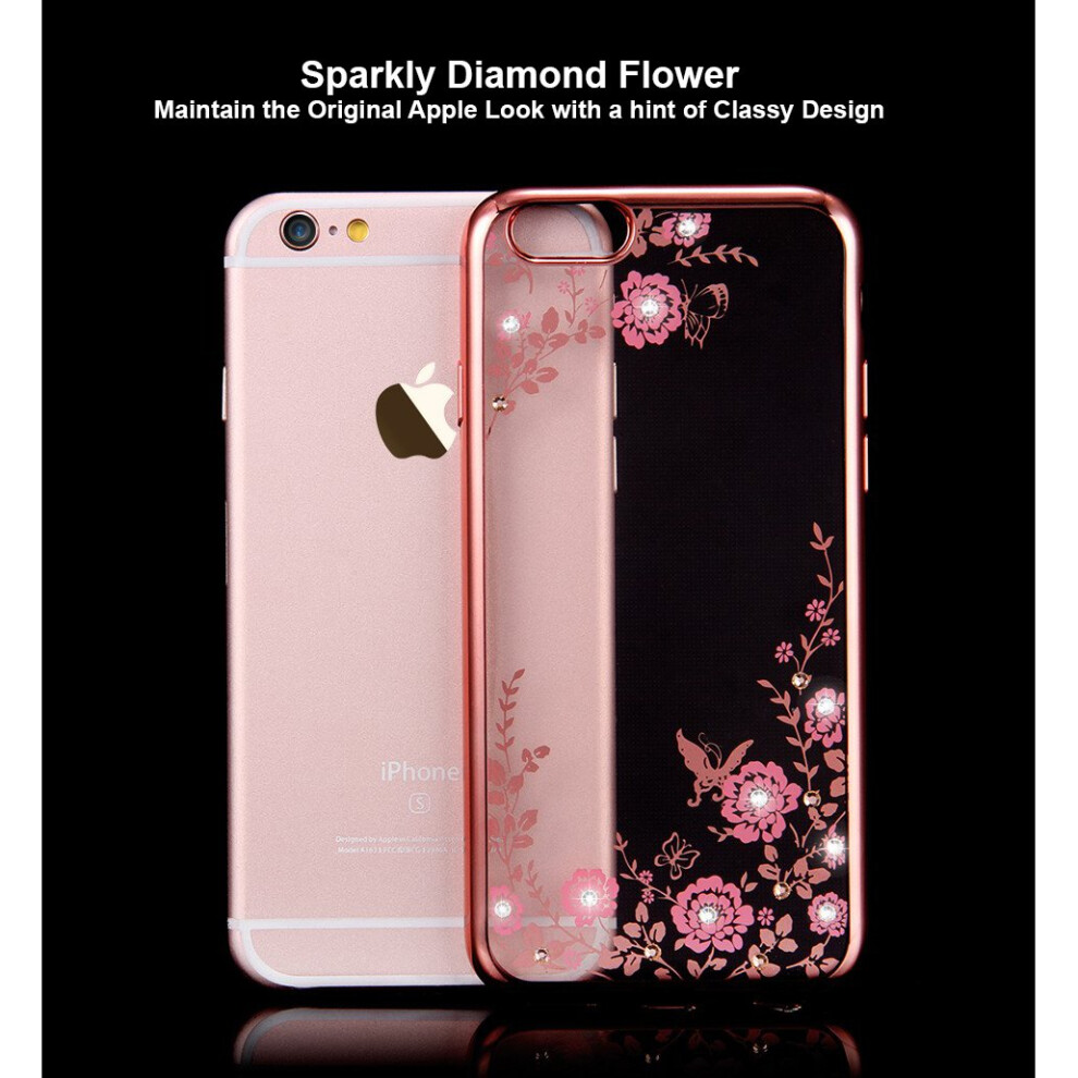 apple-iphone-6s--rose-gold--flower-bling-crystal-diamonds-plating-soft-tpu-cover-case-glitter-silicon-shockproof---screen-protector-for-apple-iphone-x-xr-xs-max-8-plus-7-6-6s