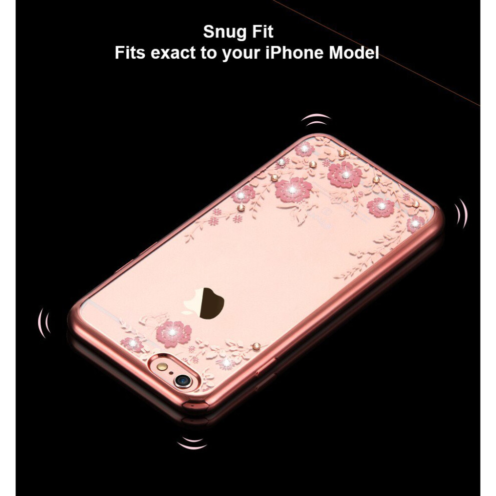 apple-iphone-6s--rose-gold--flower-bling-crystal-diamonds-plating-soft-tpu-cover-case-glitter-silicon-shockproof---screen-protector-for-apple-iphone-x-xr-xs-max-8-plus-7-6-6s