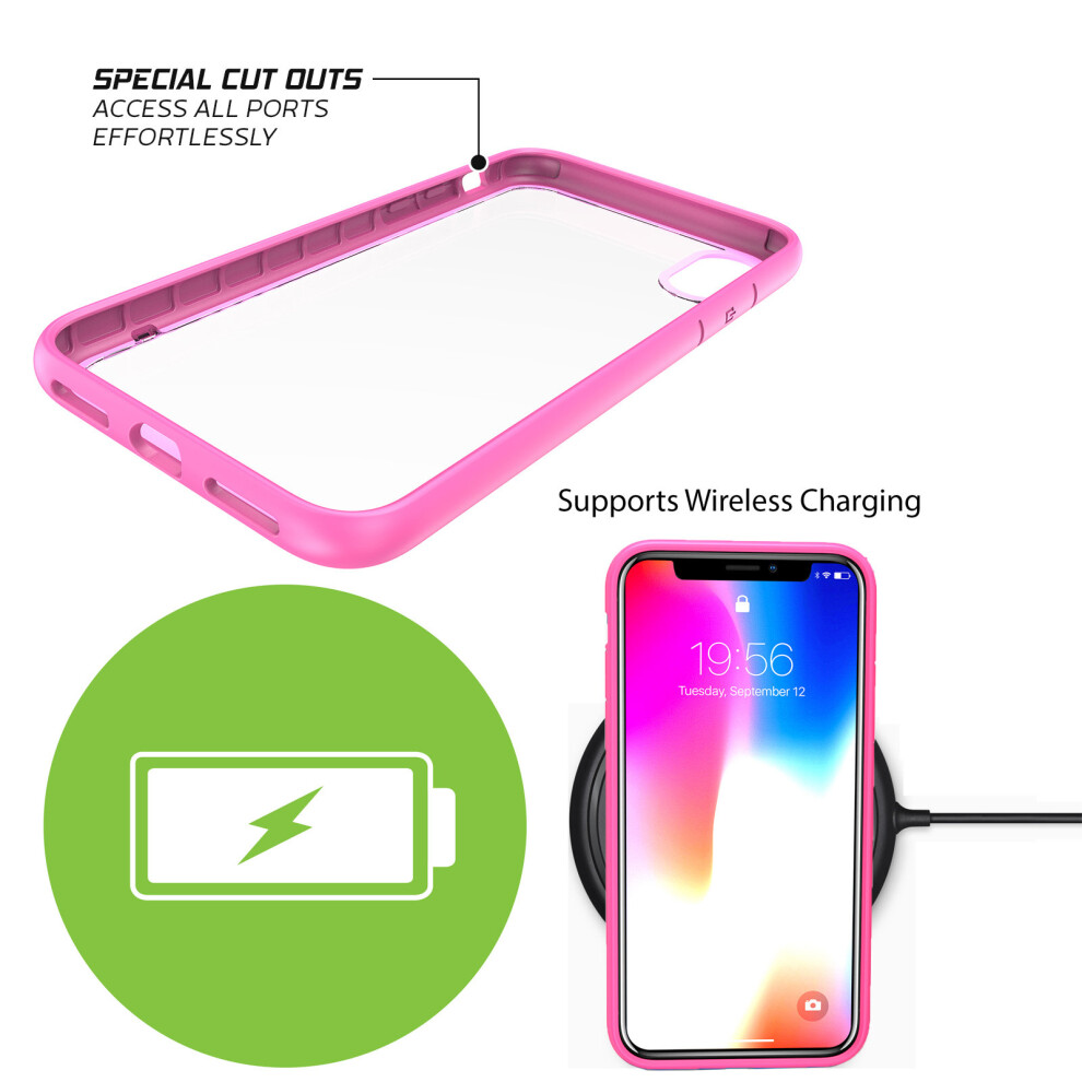 apple-iphone-xs--pink--new-transparent-clear-ultra-thin-slim-back-case-tough-armor-hard-pc-phone-cover---screen-protector-for-apple-iphone-x-xr-xs-max-8-plus-7-6-6s-se-5s-5