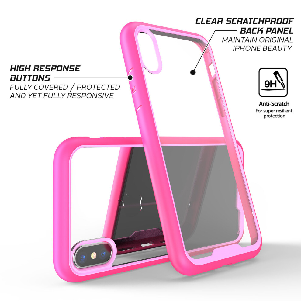 apple-iphone-xs--pink--new-transparent-clear-ultra-thin-slim-back-case-tough-armor-hard-pc-phone-cover---screen-protector-for-apple-iphone-x-xr-xs-max-8-plus-7-6-6s-se-5s-5