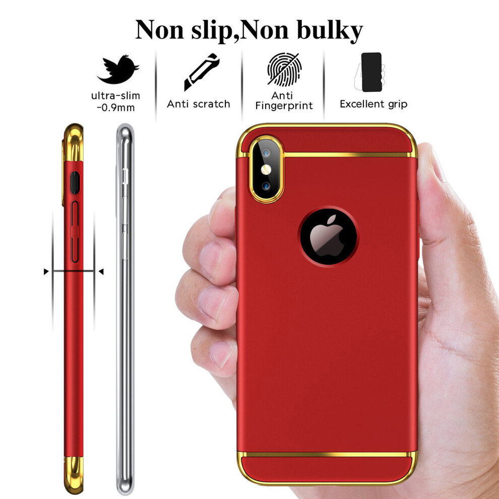apple-iphone-6-plus--red--luxury-electroplated-armor-case-plating-matte-3-in-1-design-cover-ultra-thin-back---free-screen-protector-for-apple-iphone-x-xs-max-8-plus-7-6s-se-5s