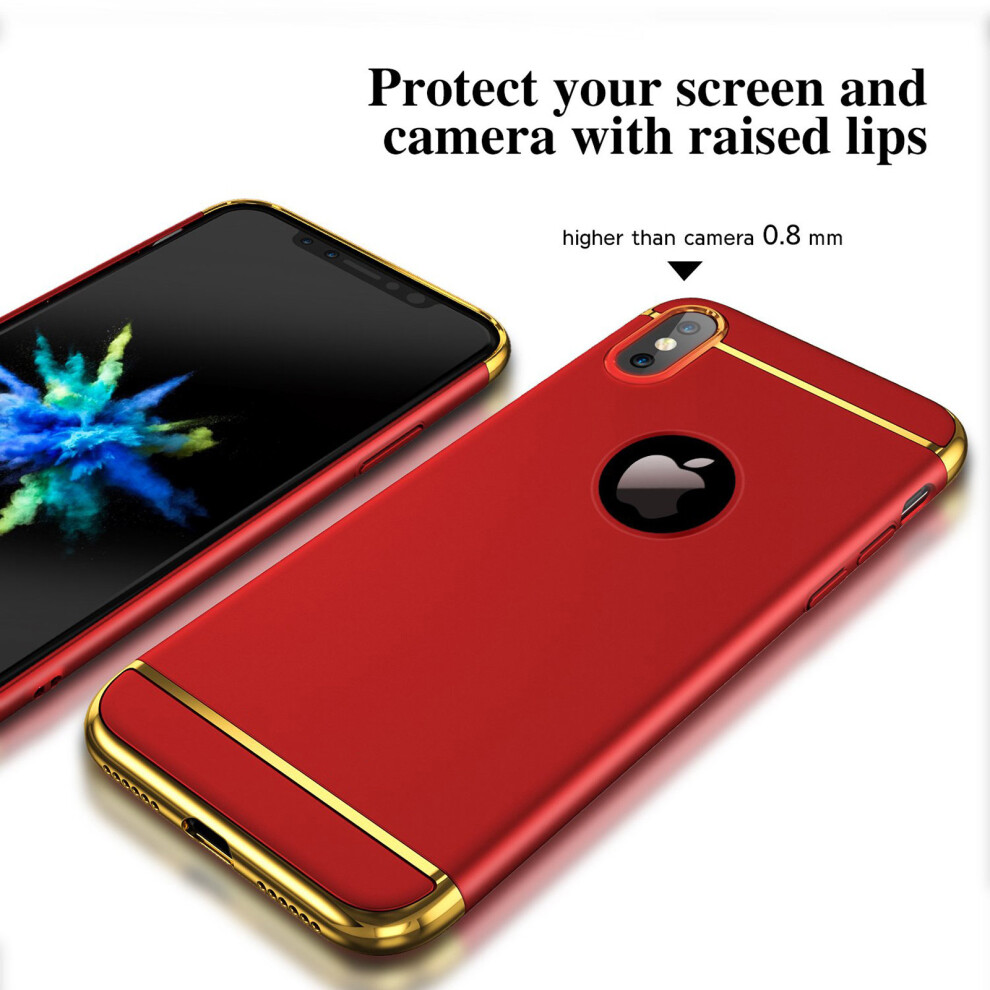 apple-iphone-6-plus--red--luxury-electroplated-armor-case-plating-matte-3-in-1-design-cover-ultra-thin-back---free-screen-protector-for-apple-iphone-x-xs-max-8-plus-7-6s-se-5s