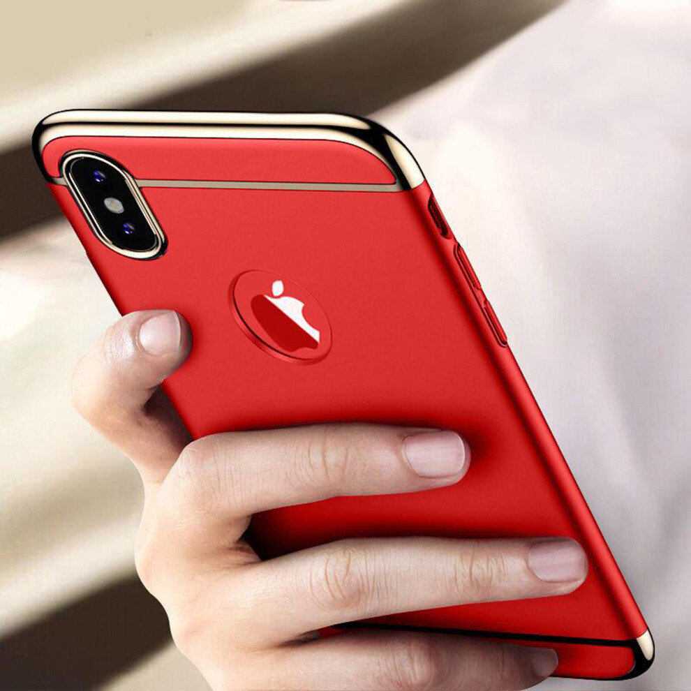 apple-iphone-6-plus--red--luxury-electroplated-armor-case-plating-matte-3-in-1-design-cover-ultra-thin-back---free-screen-protector-for-apple-iphone-x-xs-max-8-plus-7-6s-se-5s