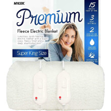 (Fleece, Super King) Mylek Heated Electric Blanket Machine Washable