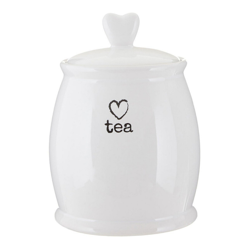 White Dolomite Charm Tea Canister Heart Design Kitchen Storage Caddy Container