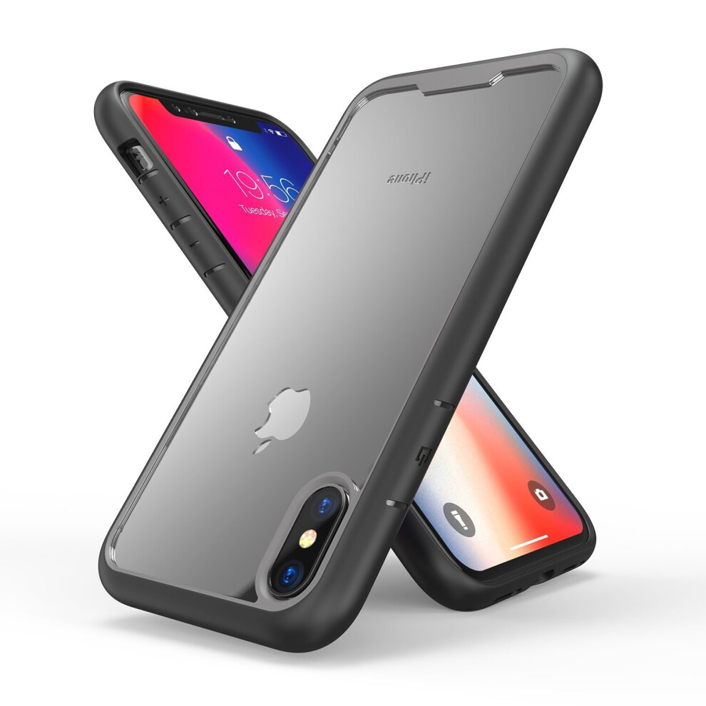 (Apple iPhone XS Max, Black) New Transparent Clear Ultra Thin Slim Back Case Tough Armor Hard PC Phone Cover + Screen Protector For Apple iPhone X XR XS Max 8 Plus 7 6 6s Se 5s 5