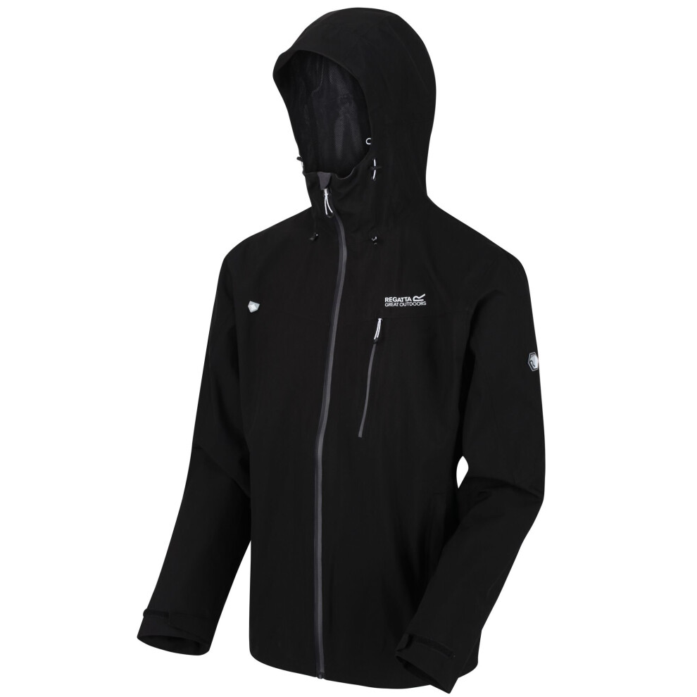 (L, Black/Magnet) Regatta Mens Birchdale Waterproof Hooded Jacket