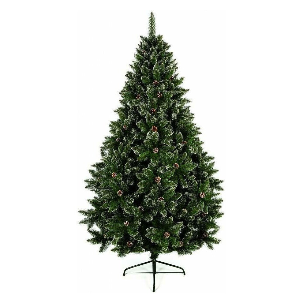 Premier 6Ft 180Cm Artificial Rocky Mountain Pine With Pine Cones Christmas Tree White