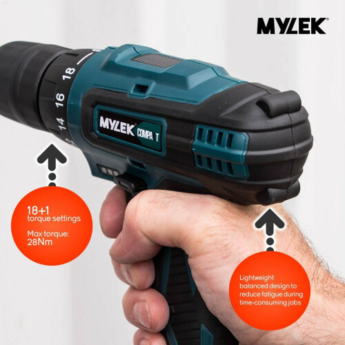 MYLEK (Green) Mylek 18V Cordless Drill & 131-Piece Accessory Set 1
