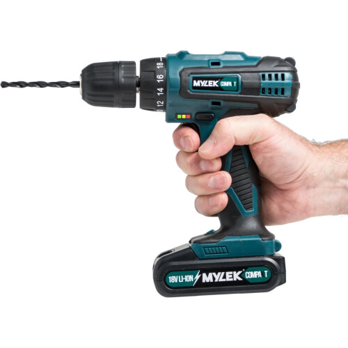 MYLEK (Green) Mylek 18V Fast Charge Drill With Spare Battery 1