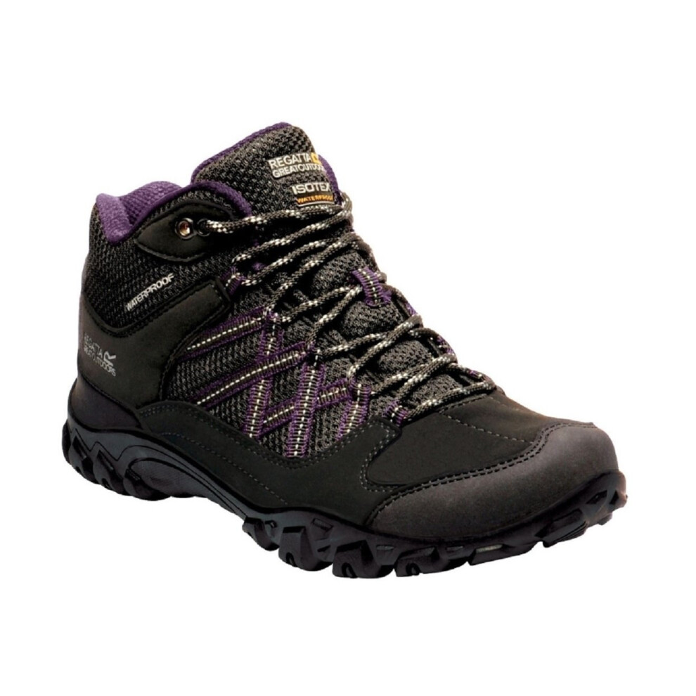 (6 UK, Black/Prune) Regatta Womens/Ladies Edgepoint Waterproof Walking Boots