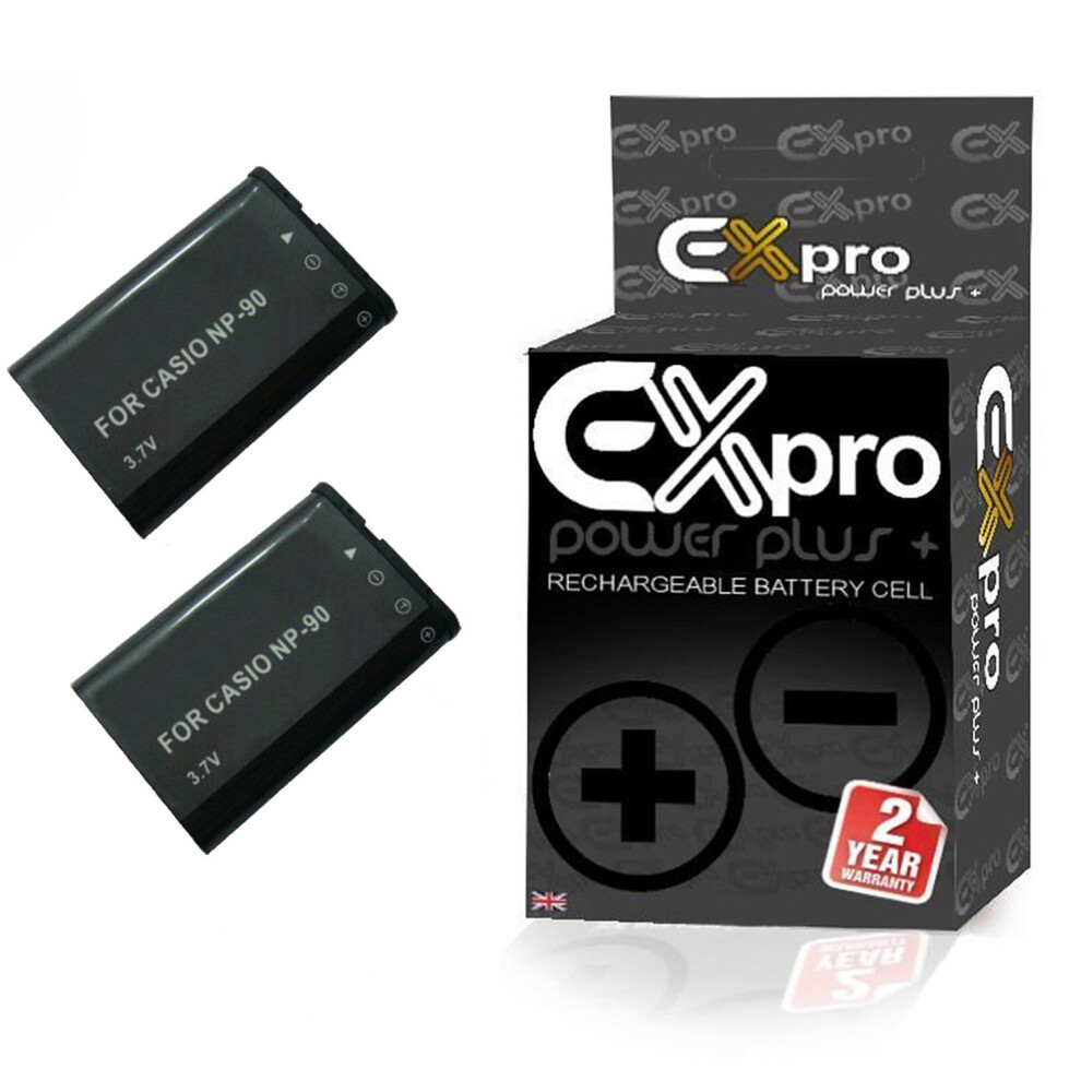 Ex-Pro Digital Camera Battery X2 Np-90 Np90 Casio Exilim Ex-Fh100 Ex-H10 Ex-H15 5055256962072