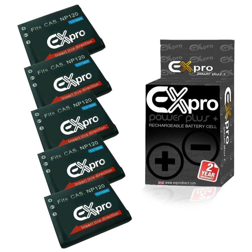 5 X Ex-Pro Digital Camera Battery Np-120 Np120 For Casio Exilim 5055256964021