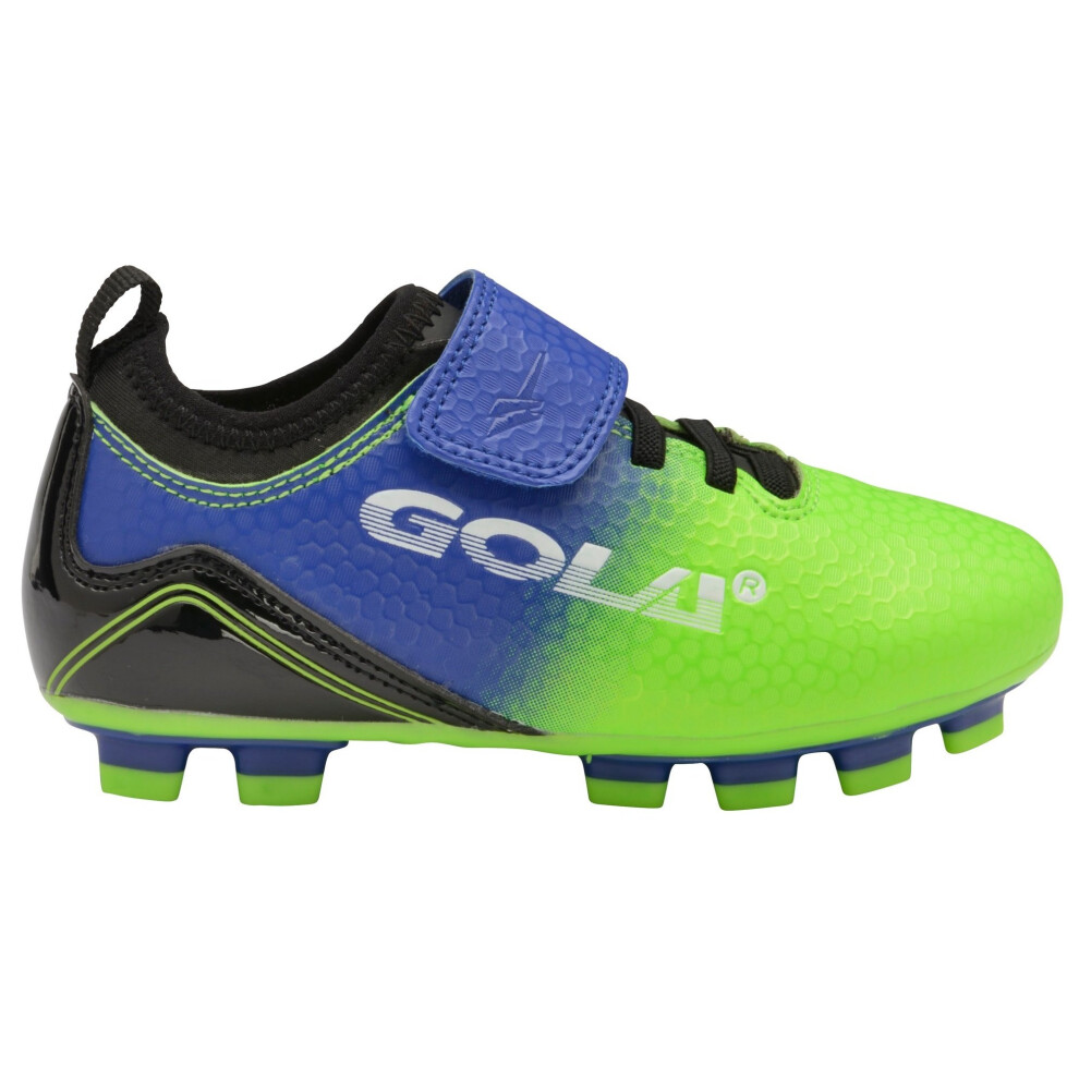 (10 Child UK, Lime/Blue) Gola Boys Apex 2 Blade QF Touch Fastening Football Training Shoe