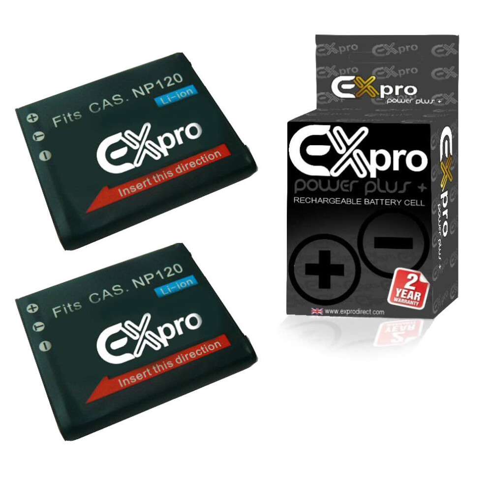 2 X Ex-Pro Digital Camera Battery Np-120 Np120 For Casio Exilim 5055256962300